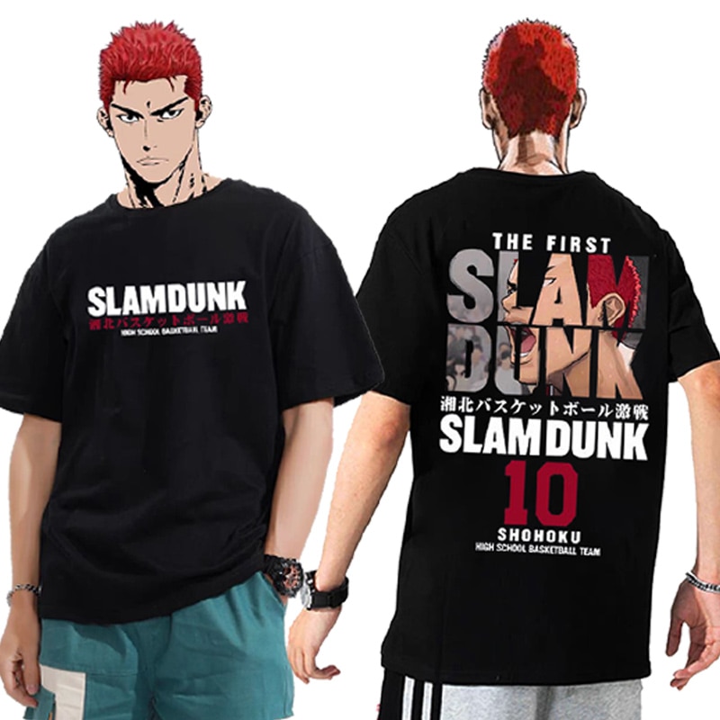 Anime Slam Dunk T Shirt for Men s Sakuragi Hanamichi Kaede Rukawa Tee Oversized Japanese Manga - Slam Dunk Merch